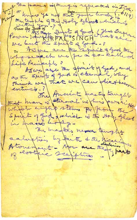 The Supreme Power – Original manuscript by Kirpal Singh