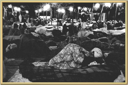 In the tent, the morning after the Birthday.