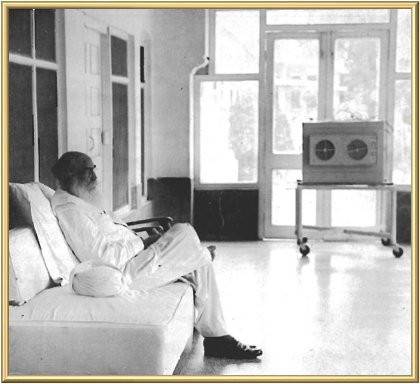 The Master on the porch at Sawan Ashram, after returning from the nursing home.