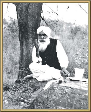 The Master on the rock (now known as Master’s Rock) at Sant Bani Ashram in Sanbornton, New Hampshire, 11 October, 1963.