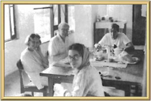 The author with her husband and friends at Sawan Ashram in 1969. Left to right, Kira Redeen, Robert Redeen, Judith Gerard, Don Olson.