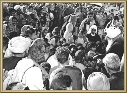 Just after the morning Satsang. Master is giving parshad to a group of students from a nearby Roman Catholic convent school, who came for His birthday darshan.